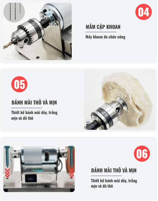 Máy Mài Đa Năng Để Bàn 2 Đá Động Cơ Lõi Đồng Nguyên Chất 80W